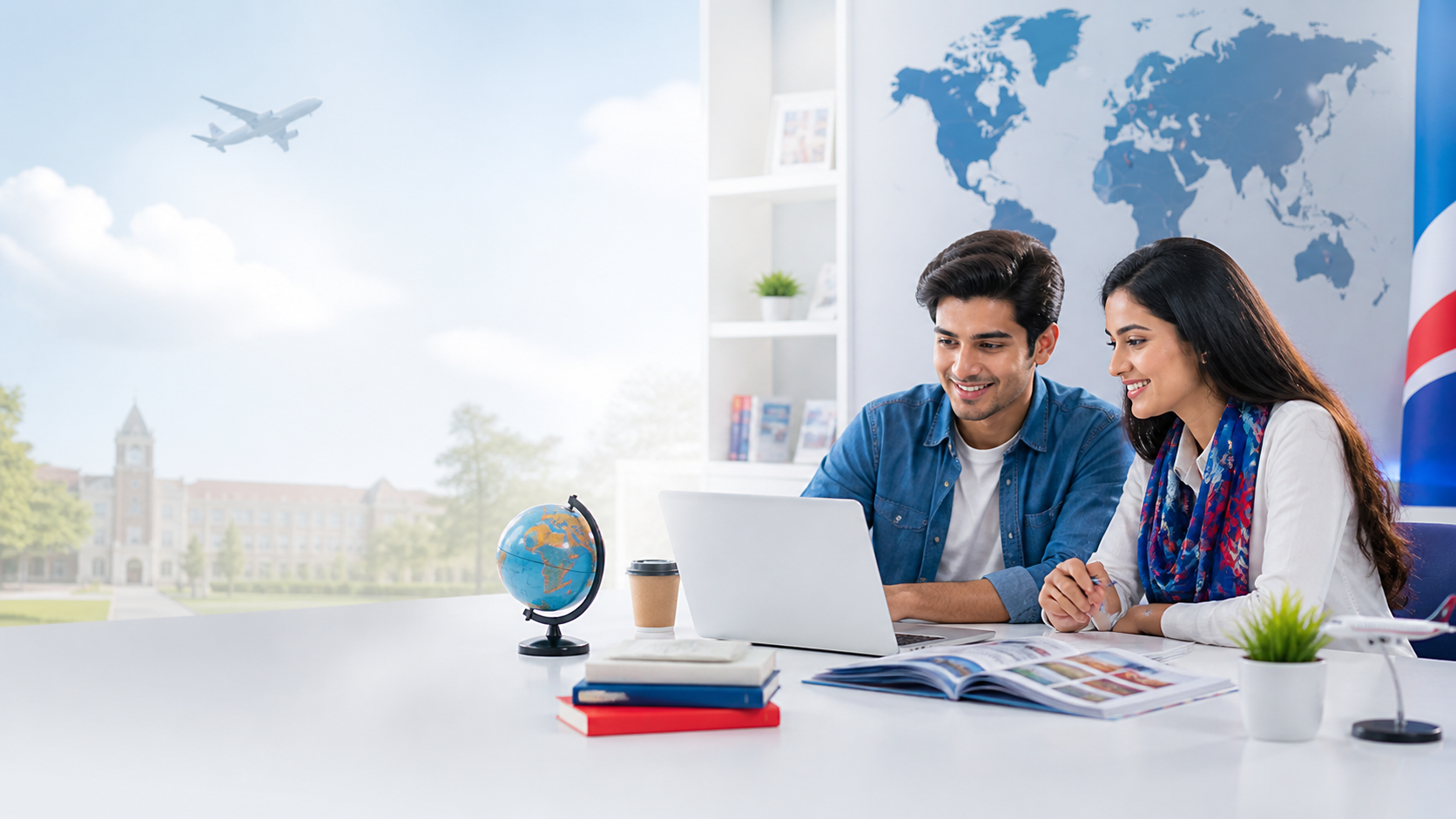 International office support and global education illustration